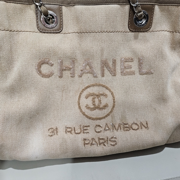 Canvas Sequin Small Deauville Tote Ecru - Picture 3 of 12